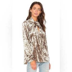 L'AGENCE Shimmering Velvet Tie-Neck Blouse